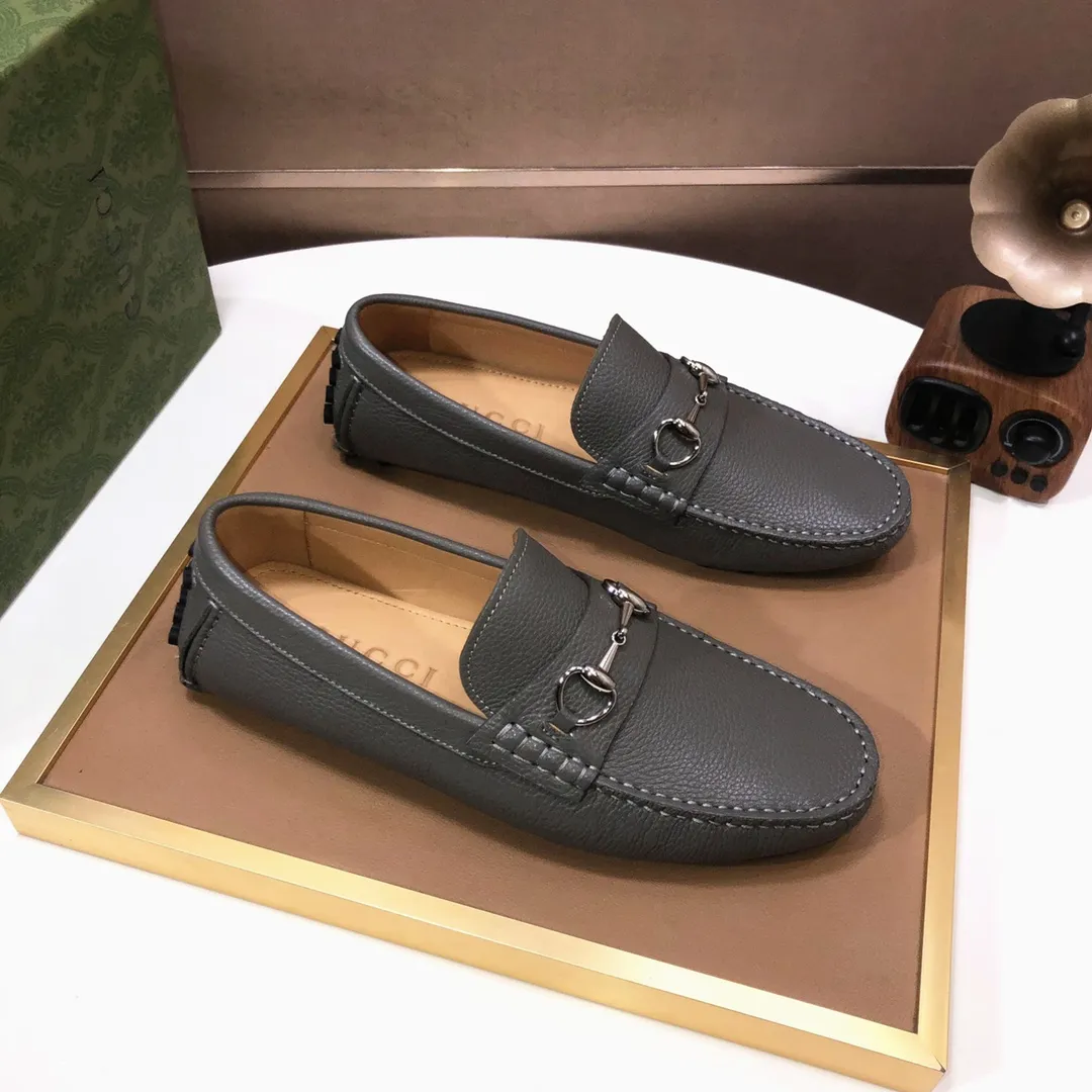 Men's Men's Shoes💰420💰[Gucci GUCCI] (High-end Niuli) New 🍀Gucci*-Gucci Peas Shoes! Made of imported original cowhide, the inner top layer is comfortable cowhide lining! Original wear-resistant rubber outsole! High quality products! Code number 38-44!